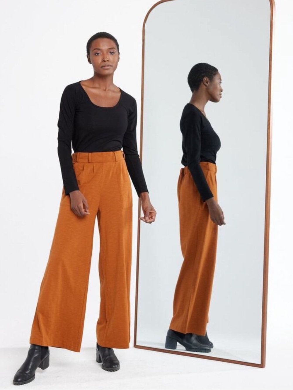 Known Supply Organic Orange Camel Cohen Cropped Wide Leg Pants Size XS NEW